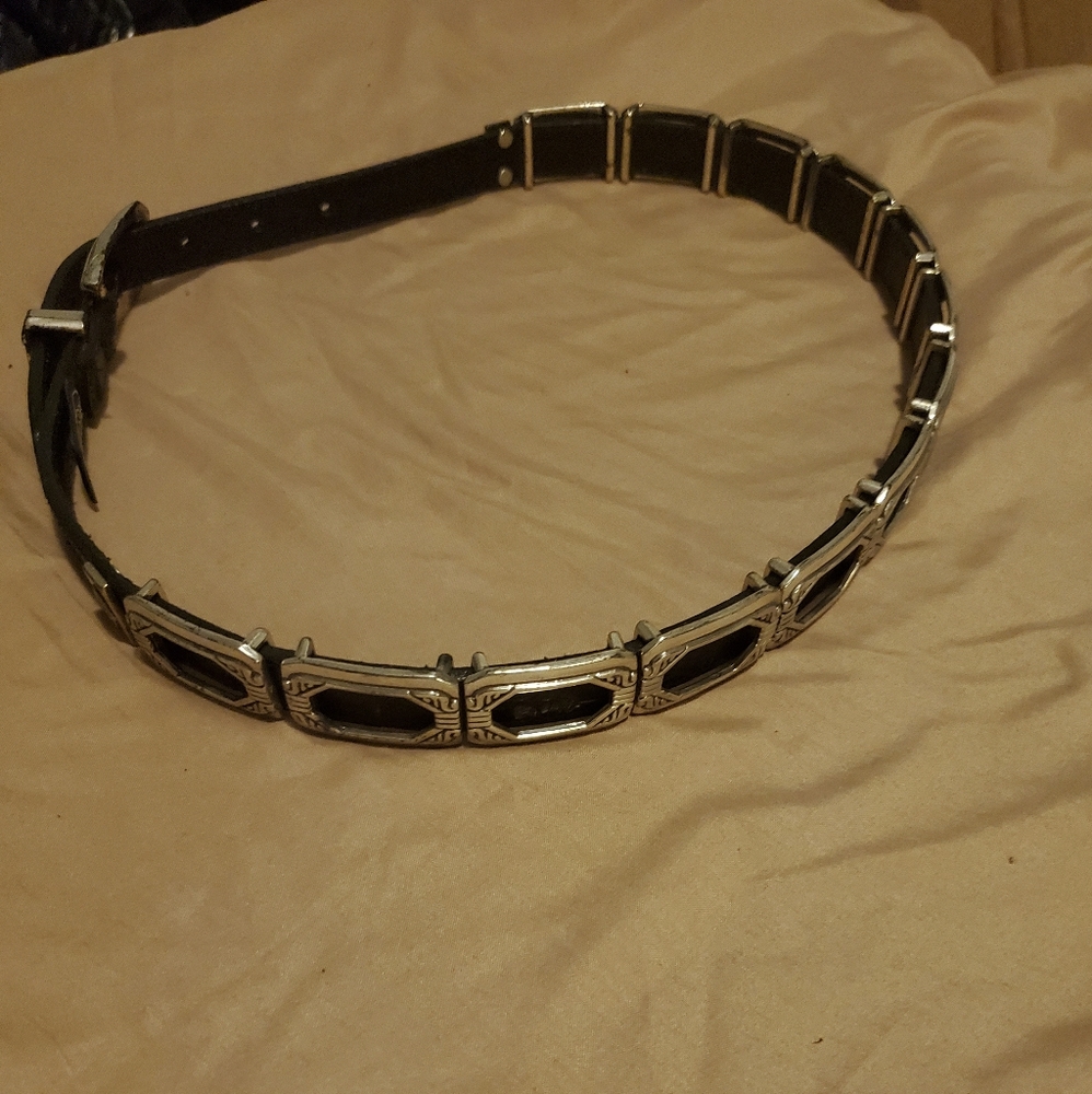 Brighton black leather belt